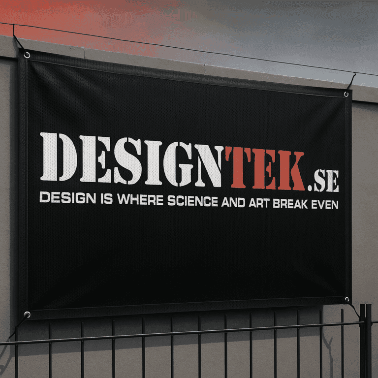 Mesh-banderoll för byggstaket och event – Designtek Trollhättan